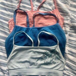 Patagonia Pink, Blue, and Light Blue Active Mesh Sports Bras